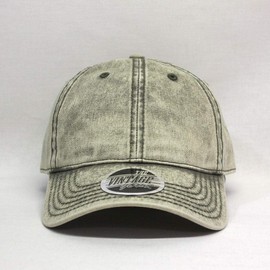 The Vintage Year Heavy Washed Wax Coated Cotton Adjustable Low Profile Men Women Baseball Cap (Snow Washed Olive Green)