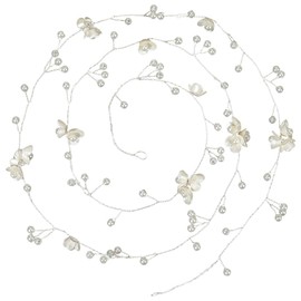 CABODYALS Braut Kopfschmuck Mit Kunstperlen Weiß/Silber Handgefertigt Vintage Boho Blumenperlen Feenperlen Stirnband Hochzeit Kristallschmuck Haarranken Stirnbänder Für Damen Kleid Geburtstagsparty Ac