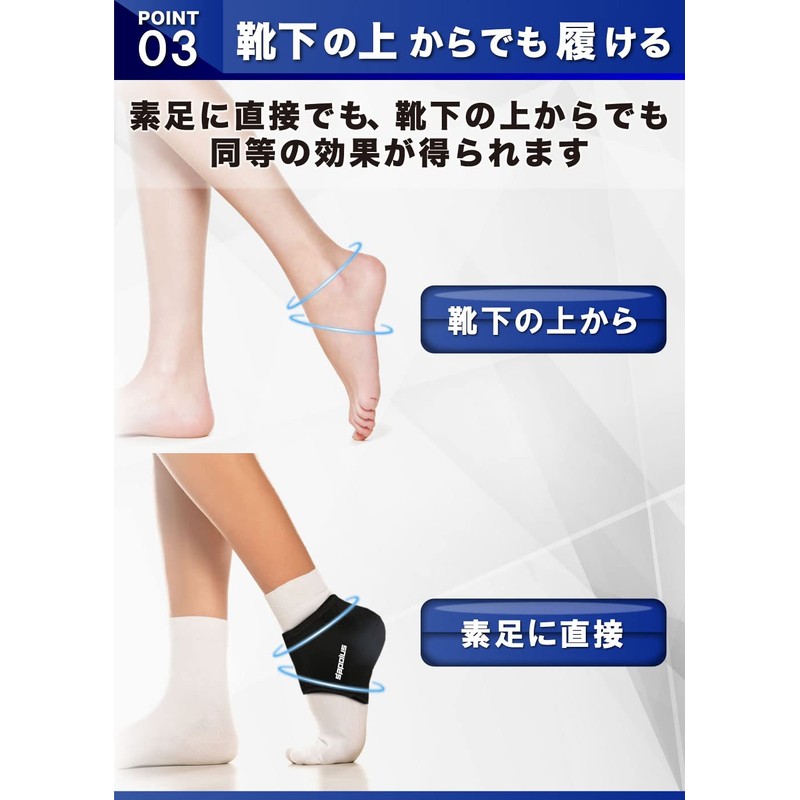 sapolus かかとサポーター 衝撃吸収 かかとパッド テーピング 踵 保護 靴ずれ防止 両足用 男女兼用