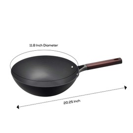 Helen's Asian Kitchen Deluxe Pre-Seasoned Wok, Non-Stick Carbon Steel and Wood Handle