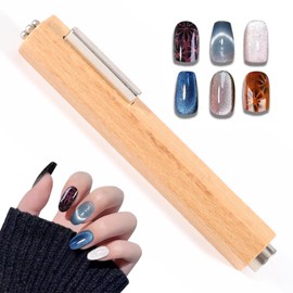 JERCLITY 1 Piece Wood Color Cat Eye Magnet for Nails 3 in 1 Hexagon Nail Art Magnet Powerful Multifunctional Nail Art Magnet for Cat Eye Gel Polish （4.21inch）