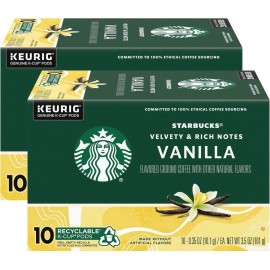 Starbucks Flavored Coffee K-Cup Pods, Vanilla 10 Count (Pack of 2)