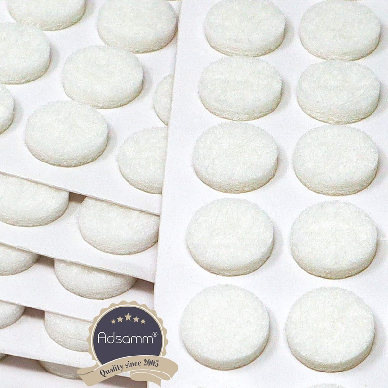 Adsamm® / 60 x Selbstklebende Filzgleiter/Weiß/ø 14 mm/Rund/Möbelgleiter aus Filz