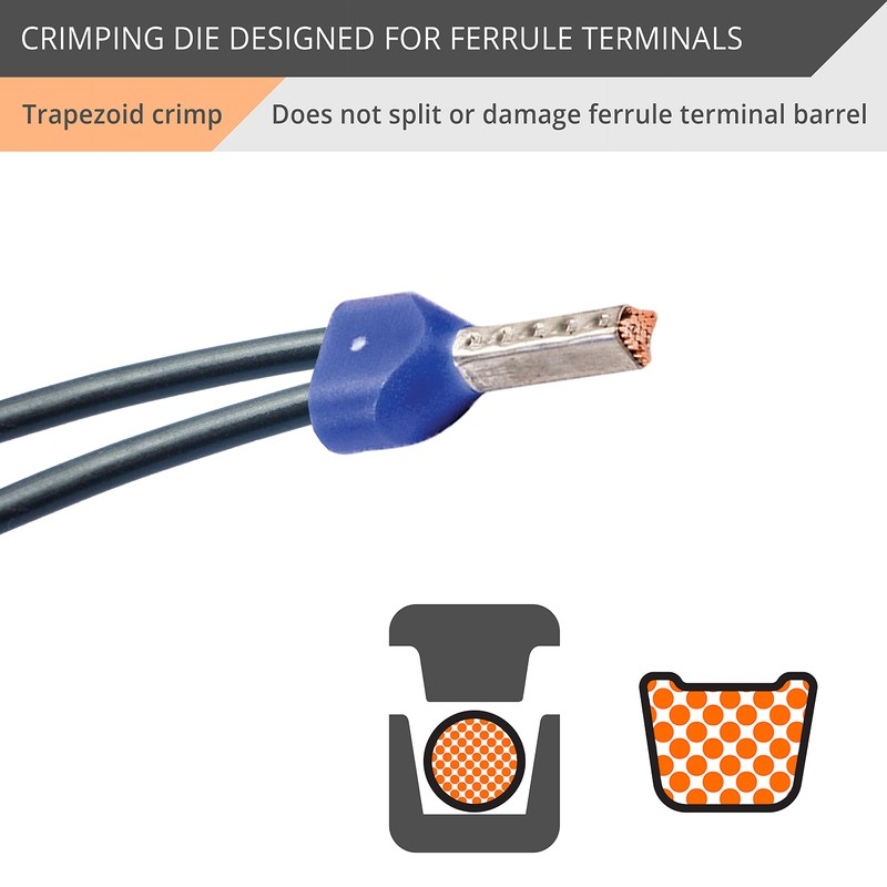 Wirefy Crimping Die for Ferrule Terminals - 22-12 AWG