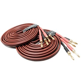 UCINNOVATE 2 Pack Audiophile Speaker Cable, 2X 4m High-end Pure Copper HiFi OFC Speaker Wire Cable with Gold-Plated Banana Plug, 4m 600 Strand 14 AWG Audio Cable for HiFi Speaker Home Theater 13.12FT