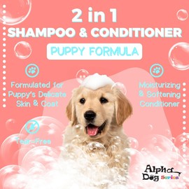 Alpha Dog Series Natural Puppy Shampoo and Conditioner Tear Free with Aloe Vera, pH-Balanced Shampoo for Puppies, Tearless Dog Shampoo and Conditioner, Puppy Wash Sensitive Skin 4L (1 Gallon)