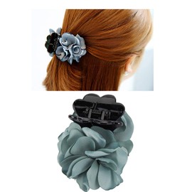 6 Small Pack Black Red Pink Green Rose Flower Bows Banana Plastic Hair Claw Ponytail Holder Clips Jaw Barrettes Grips Clamps Buns Chignon Accessories for Women Girl