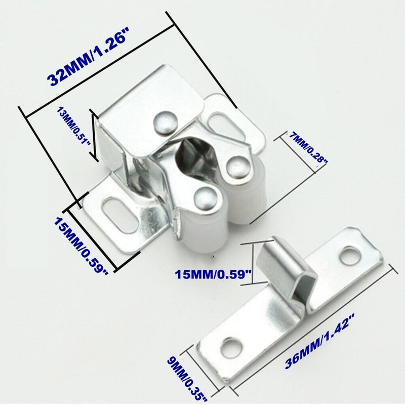6 Pack Cabinet Latch - Double Roller Catch Hardware for