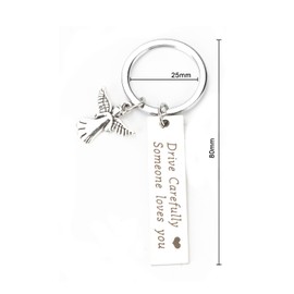 FRULX Stainless Steel Angel Keychain with Letter,Cute Bag Charm Keyring,Gift for Friends,Sisters and Mums,Ideal for Birthday, New Home or Leaving Gifts,Modern Minimalist Design,Good Luck Gifts