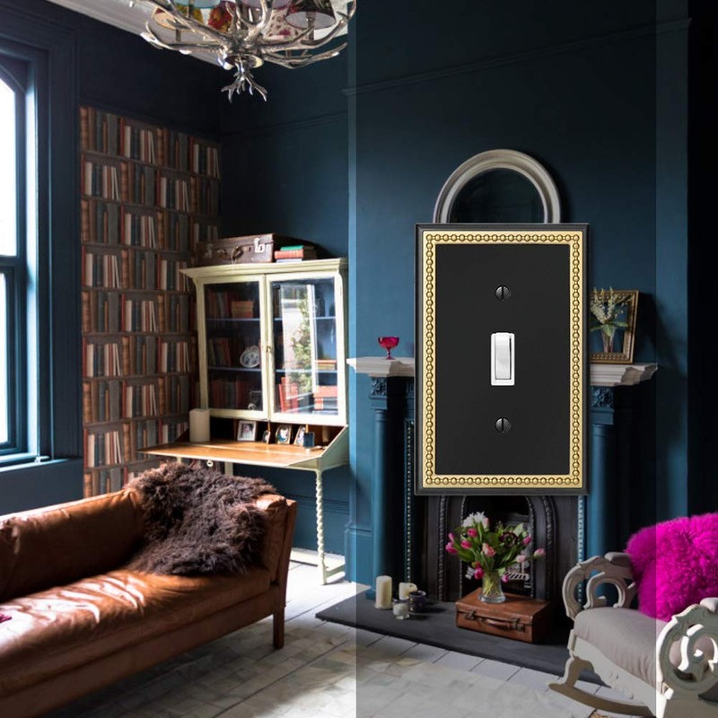 Pearled Frame Decorative Wall Plate Switch Plate Outlet Cover (Single