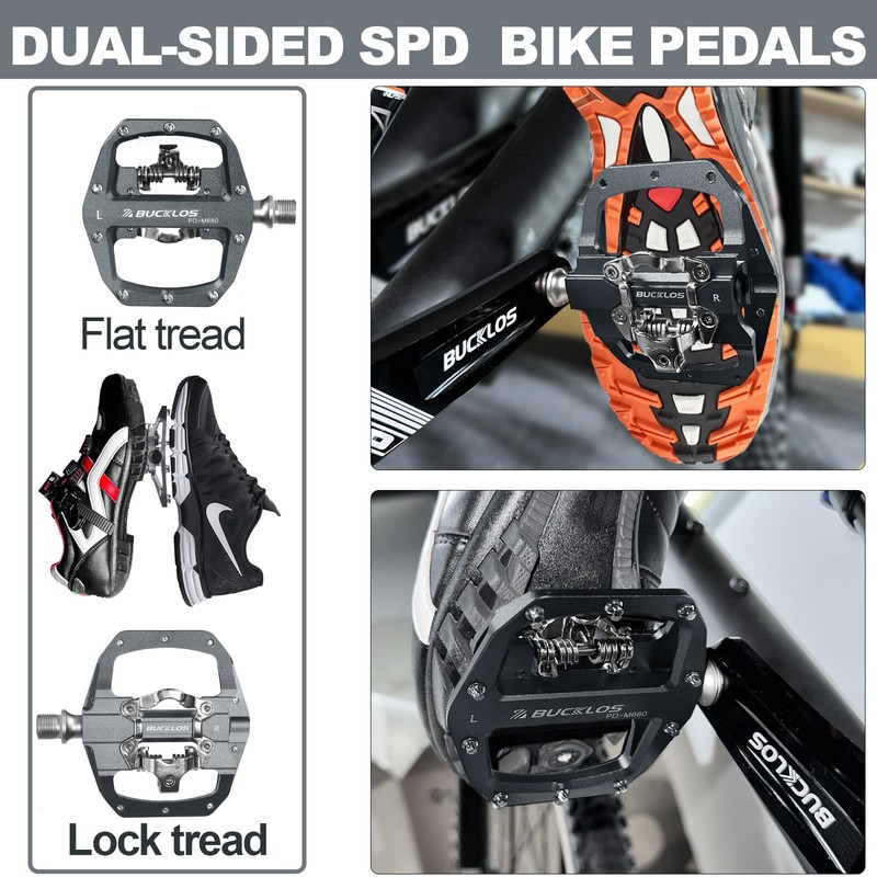 BUCKLOS SPD Pedals PD-M680 Mountain Bike Clip in SPD Flat