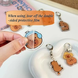 Uchyius Capybara Keychain, 6 PCS Cute Capybara Charms for Bag Animal Keyrings Capybara Lover Gift for Women Rodent Lover Gift for Friend Birthday Gifts