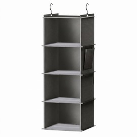 4-Tier Hanging Closet Organizer, Foldable Shelves, Grey for Dorm RV