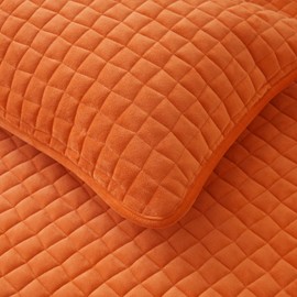 LweiPsqLin Quilted Flannel Pillowcases,2 Pack Soft Flannel Pillow Shams Covers with Envelope Closure,No Filling. (Queen, Orange)