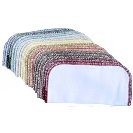 2 Ply 8x8 Inches White Cotton Birdseye Little Wipes Set of 20 Earth Tone Edging