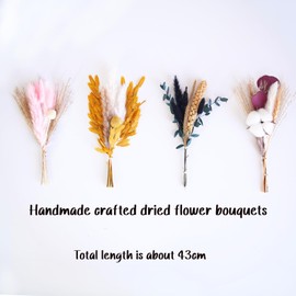 Geniff Dried Flowers for Vase, Black Pampas Grass Boho Bouquet Decor Mixed Dreid Flowers Wall Decor, Rustic Flower Arrangement for Home Decor Office Bedroom DIY Craft