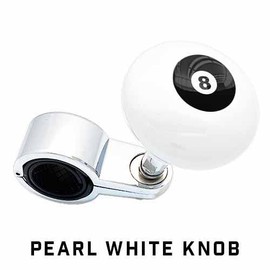 TRICKTOPPERS Pearl White Heavy Duty Steering Wheel Spinner Suicide Brody Knob for Hot Rod Customs Car Truck SUV Tractor Trailer Big Rig Boat & More - 8 Pool Ball