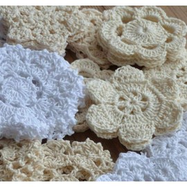 SouthMage 36 Hand Crochet Small Snowflake Petal Lace Doilies Lot for DIY Crafts