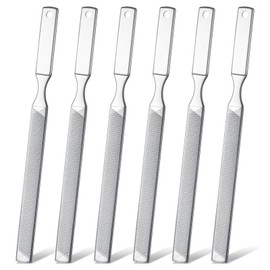 6 PCS Toe Nail File, 5.1" Stainless Steel Toenail File Professional Metal Nail Files Men Long Durable Metal Fingernail Filing Double Sided Manicure Pedicure Heavy Duty Toenails Tools for Men Women