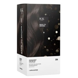 IGK - Kit de tinte permanente para el cabello | 5N De vuelta al marrón - Marrón natural | 100% cobertura de color gris + fortalecimiento + brillo | Si