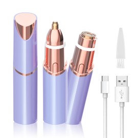 Facial Hair Removal Eyebrow Trimmer 2 in 1 - Facial Hair Remover for Women - Rechargeable Travel Facial Hair Razor Lady Bikini Shaver for Face Lips Peach Fuzz Eye Brow Nose Hair Chin Armpit (Blue)