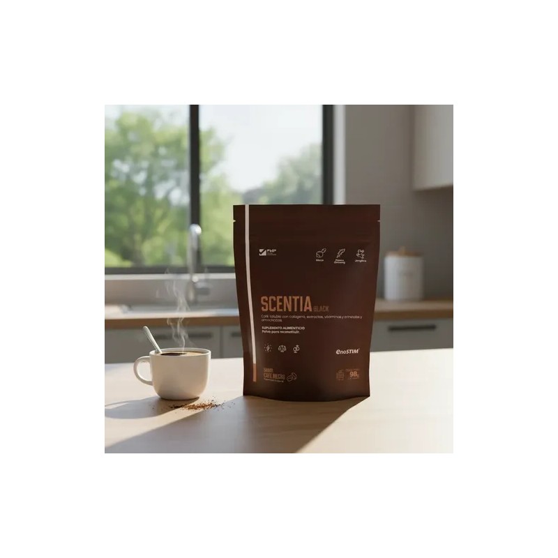 Café Soluble Scentia Black Con Colágeno Suplemento Polvo 98g