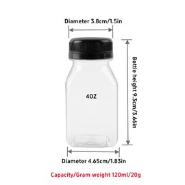 XUHENGXINX Mini Shot Bottles - 10 PCS Reusable Clear Beverage Bottles for Smoothies, Juices, Drinks (Send Stickers)