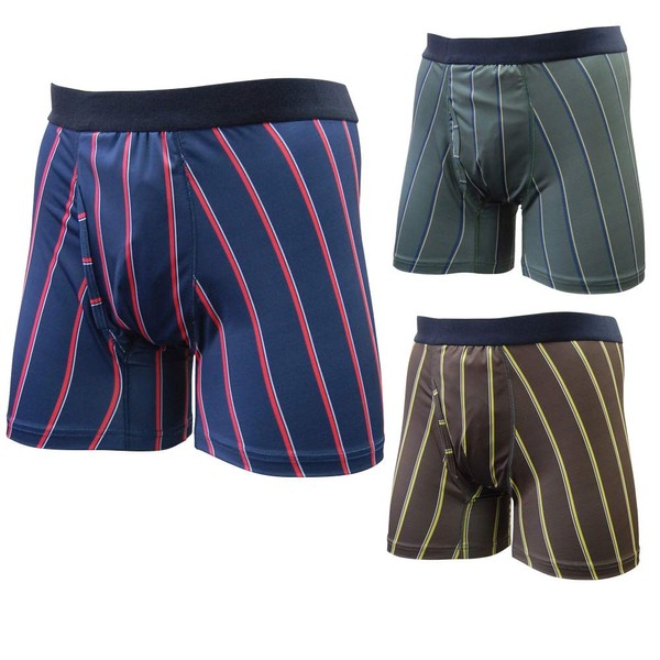 TJI-474a Men's Incontinence Incontinence Leak Pants, Men's Smart Trad Boxer Shorts, Striped, Set of 3