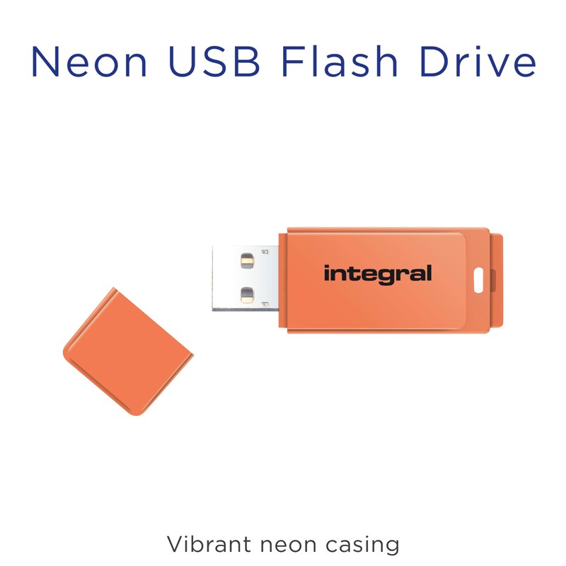 Integral 64GB Neon Orange USB 2.0 Flash Drive