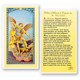 Artisan Owl Saint Michael the Archangel Police Officer's Prayer Laminated Holy Cards (Set of 5)
