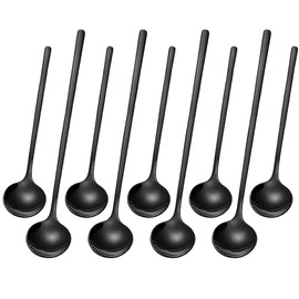 9 PCS Coffee Spoons Espresso Teaspoon, PBIEHSR Stainless Steel Tea Spoon Two Different Lengths Dessert Spoons for Stirring Drink Mixing Milkshake (Black)