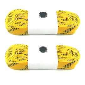 Silfrae Waxed Skate Hockey Laces, Sold in Two Pairs, Heavy Duty, Perfect for Hockey, Roller, and Skates, and Boots, Multi-Size and Multi-Color Available. (Yellow, 108'')
