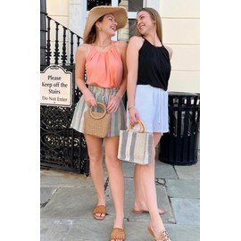 WIHOLL Loose Tank Tops for Women Casual Summer Camisole Halter Tops Curved Hem Coral S