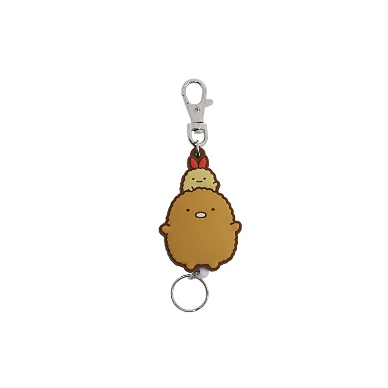 SK Japan Sumikko Gurashi Rubber Reel Key Chain Tonkatsu