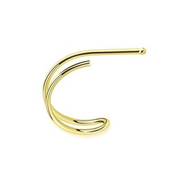 Pierced Owl 20GA 925 Sterling Silver Double Hoop Nose Bone Stud (18k Gold Plated)