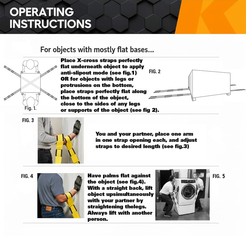 KEEPER Two Person Adjustable Lifting and Moving Straps with 800