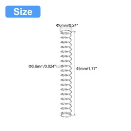 sourcing map Compression Spring, 5Pcs 304 Stainless Steel, 6mm OD, 0.6mm Wire Size, 45mm Free Length, Silver Tone