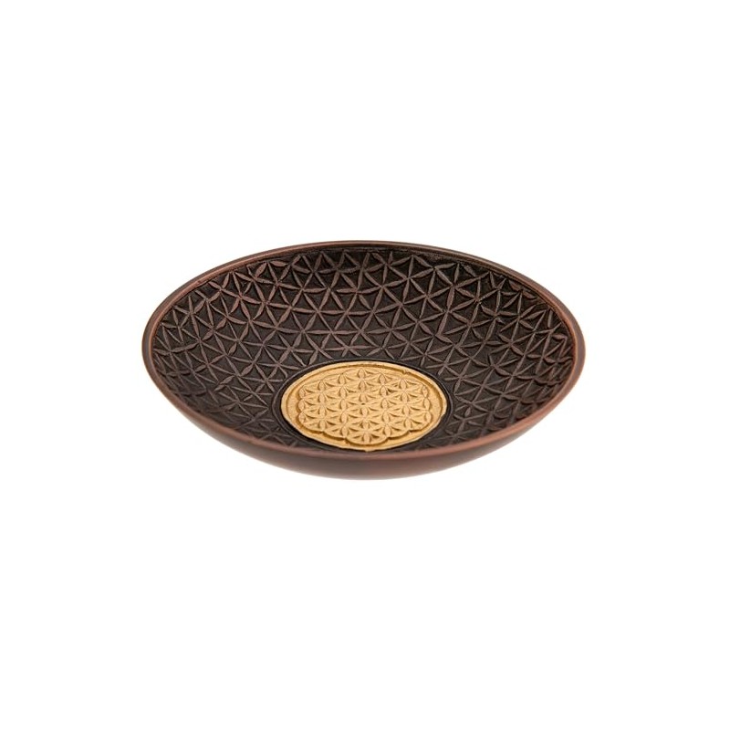 NKlaus 19 cm Incense Bowl Flower of Life Aluminium Antique