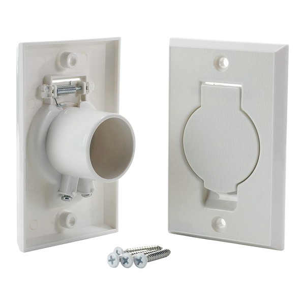 Standard Central Vacuum Inlet Valve Plate White for Beam Central Vac Designed to Fit Standard Round Door - 2 Pack