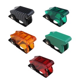 SG Store 5pcs 12mm Toggle Switch Cover Guard Engine Button Protection Cover,Plastic Metal Spring (Matte Black, Green,Transparent Red, Transparent Yellow, Transparent Green)