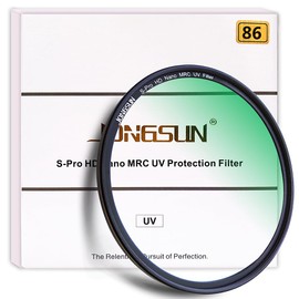 JONGSUN 86mm UV Filter, S-Pro HD Nano MRC16 Camera Ultraviolet Protection Filter, 16 Layers Multicoated, SCHOTT B270, Ultra-Slim, Lens Cloth Kit