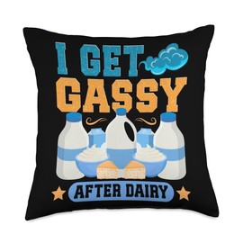Lactose Free I Get Gassy After Dairy Lactose Intolerant Throw Pillow
