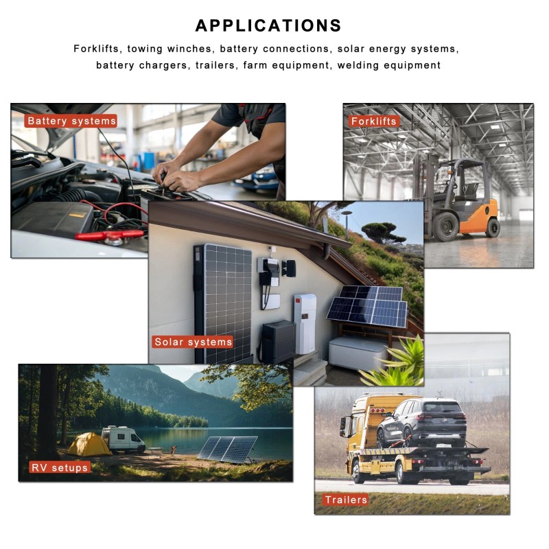 SEBATECH 2pcs 8AWG Battery Cable for Anderson 50 Amp Connector