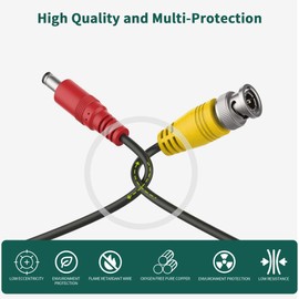 SLLEA 25ft Black BNC Video Power Cable Cord for Night Owl C-841-A10 1080P HD BNC Systems