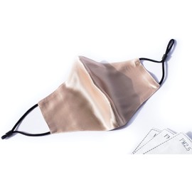 Habac Studio - NUDE - 100% Mulberry Silk Face Mask, Face Masks Washable UK, Reusable Face Mask, Mens Face Mask, Silk Mask, Masks for Women, 4 Layers Pocket Filter 3x FREE PM 2.5 Filters