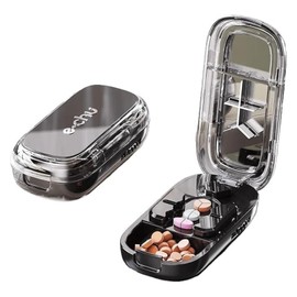 Echu Pill Cutter, Echu Pill Splitter, Adjustable 1/2 1/4 Splitter for Large, Small and Tiny, with Improved Sharp Blade, Professional Portable Pills Cutter for Small and Tiny Pills(Black)