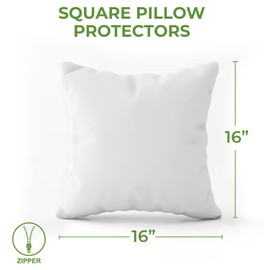 HUDSON COMFORT 16x16 Pillow Protectors 4 Pack - 100% Waterproof, Prevents Feathers from Popping, European Square Zippered Pillow Covers (4 Pack, 16x16 Inch)