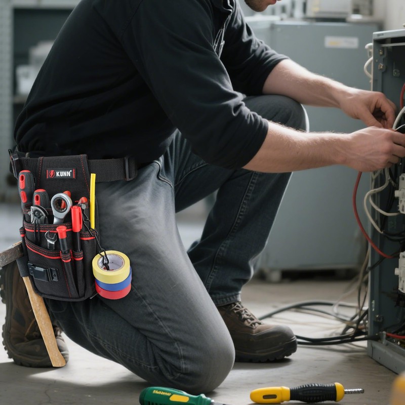 KUNN Electrician Tool Pouch with Belt Clip - 7-Pocket Lightweight