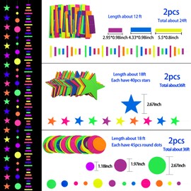 700feet Neon Papers Glow Party Supplies and Decorations Neon Paper UV Blacklight Reactive Blacklight Party Fluorescent Dance Floor Wedding Supplies Birthday Backdrop