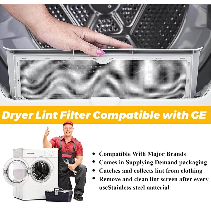 Replacement Lint Screen Filter for GE GTD33EASK0WW, GTD33GASK0WW, GTD33PASK0WW, GTD42EASJ0WW,